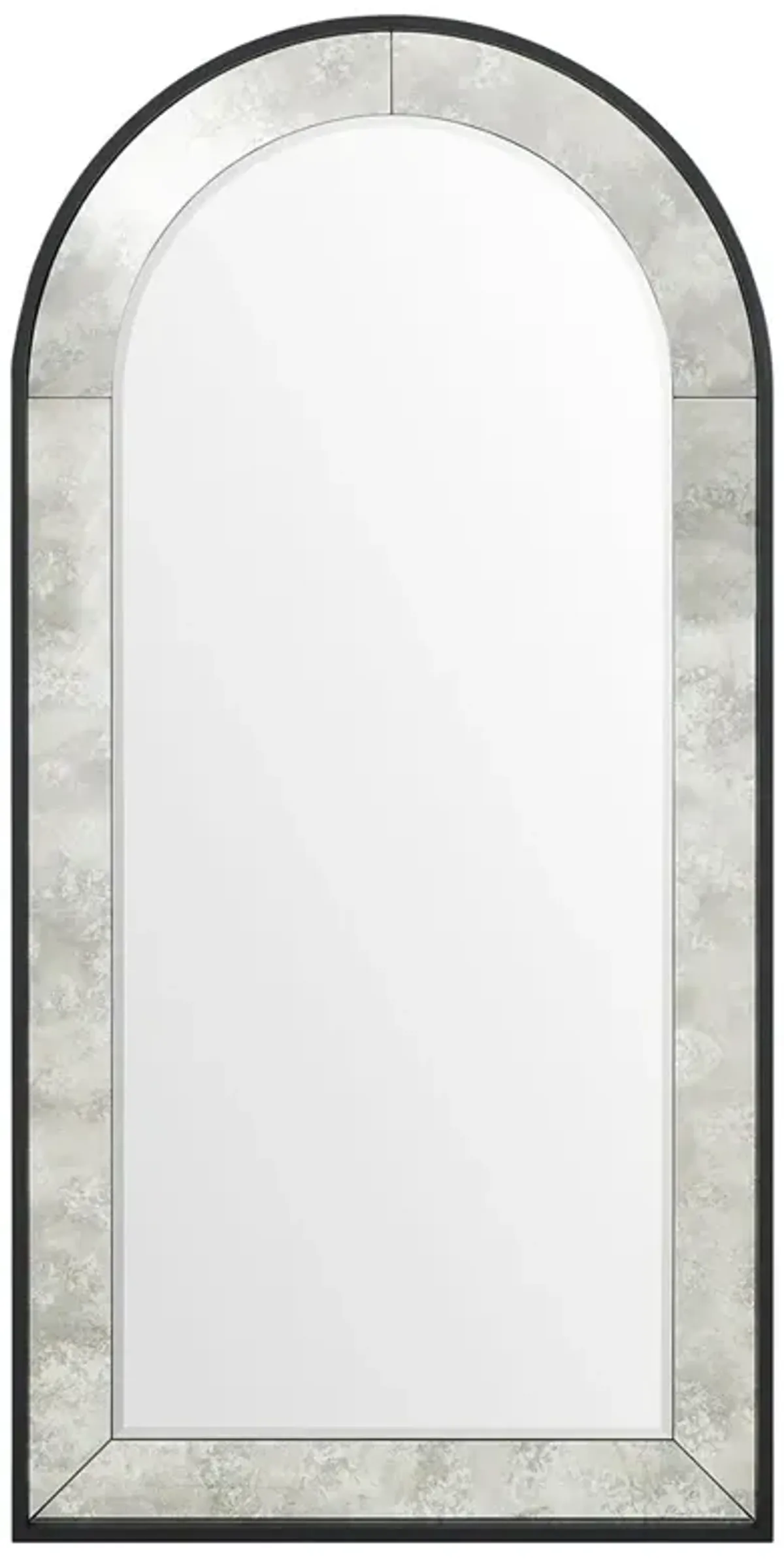 Raya French Country Black Iron Antique Arched Wall Mirror