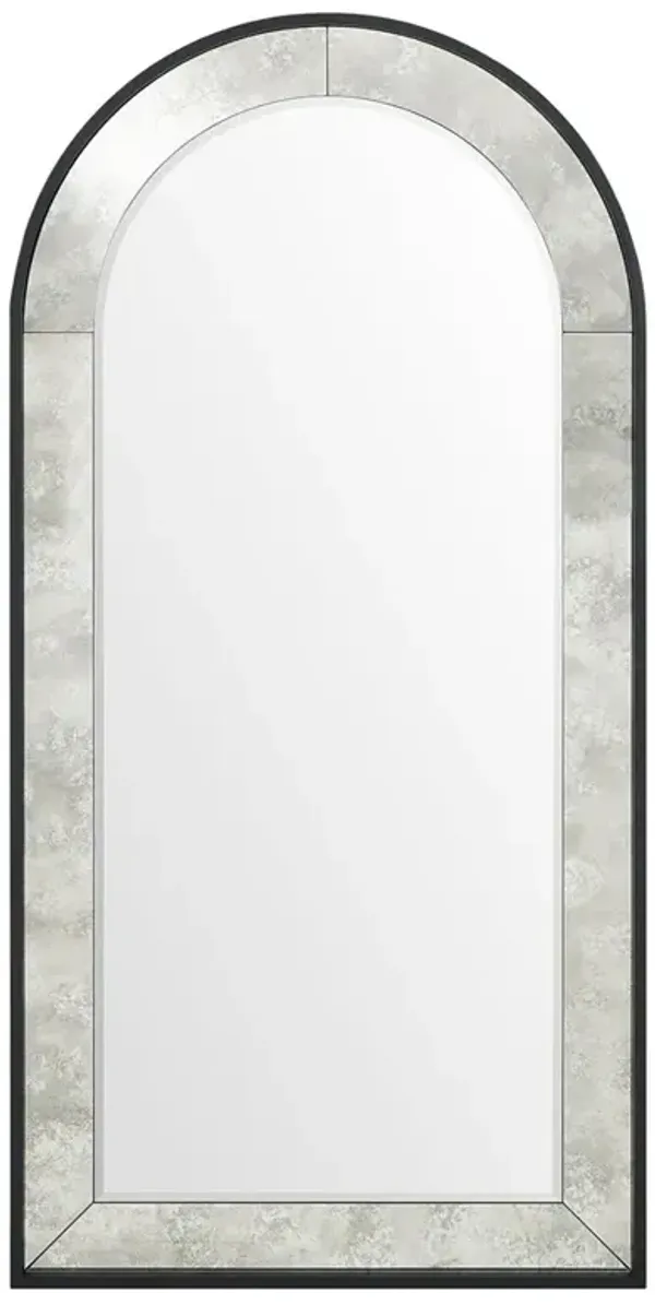 Raya French Country Black Iron Antique Arched Wall Mirror