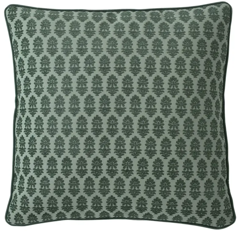 Merritt Juniper Green Embroidered Throw Pillow - 22x22