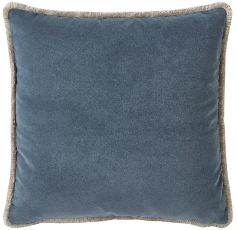 Huxley Blue Dusk Velvet Eyelash Trim Throw Pillow - 24x24