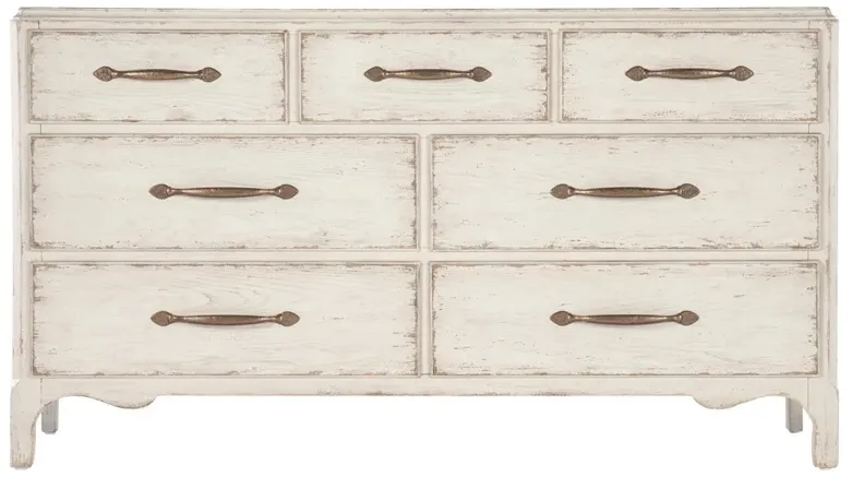 Asher French Country White Oak Wood Double Dresser