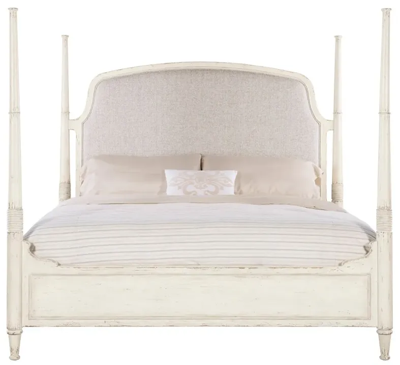 Asher French Country Beige Performance White Oak Four Poster Bed - Cal King