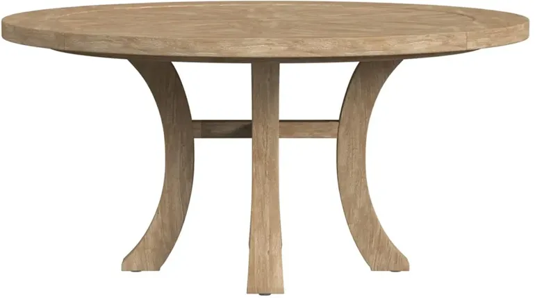 Junia Coastal Beach Natural Teak Round Outdoor Dining Table - 60"