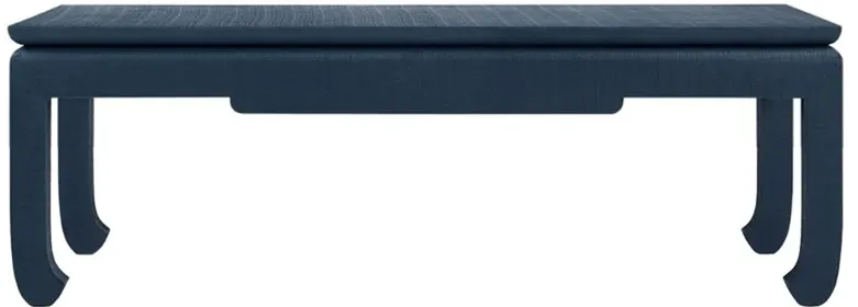 Bethany Coastal Beach Storm Blue Linen Rectangular Coffee Table - 50"