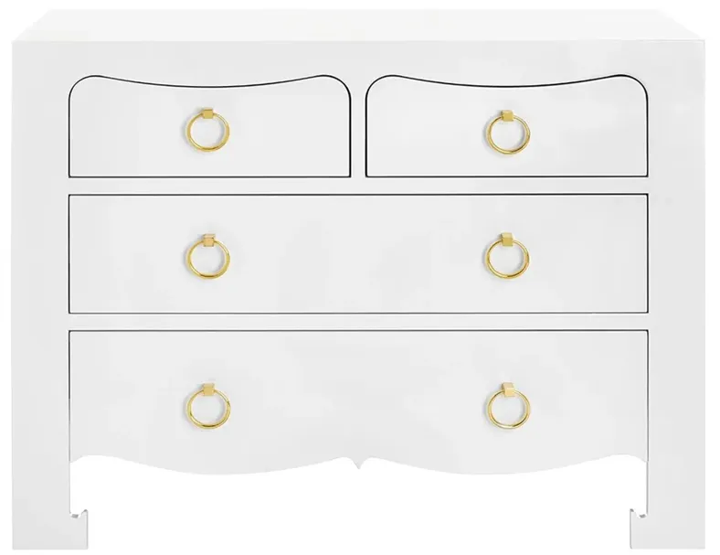Jacqui Updated Traditional Chiffon White Wood Bachelor Chest