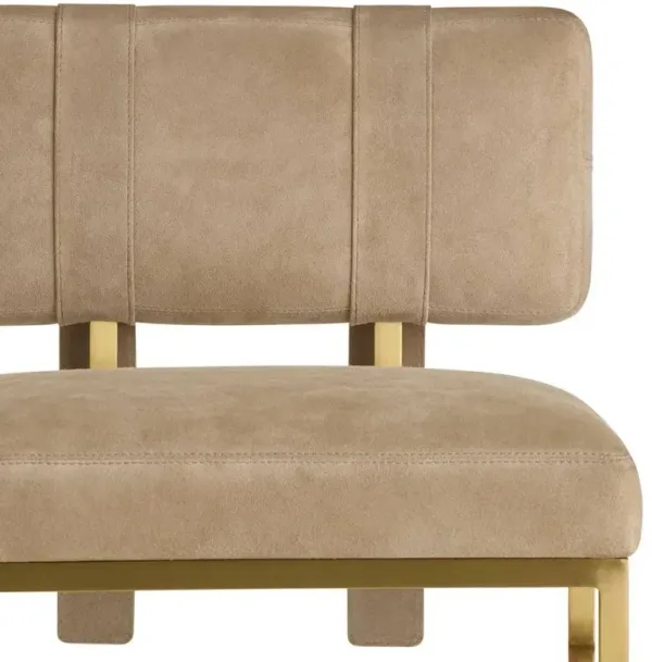 Laney Modern Classic Taupe Suede Antique Brass Counter Stool