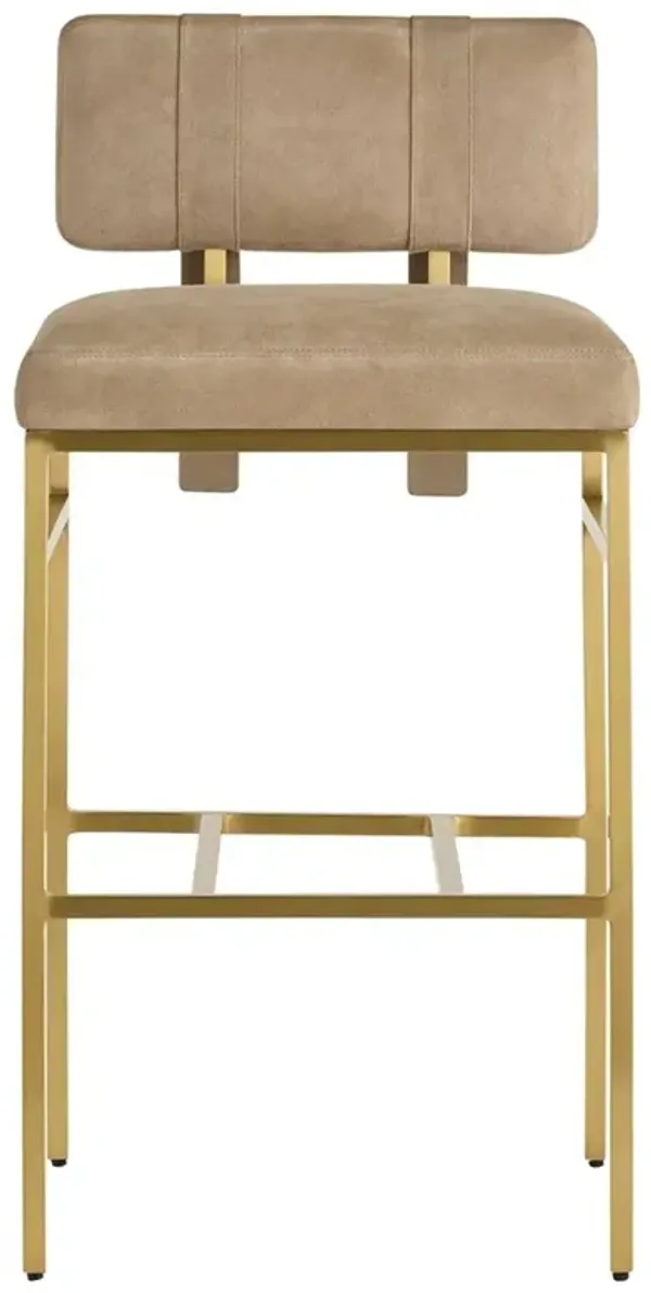 Laney Modern Classic Taupe Suede Antique Brass Bar Stool