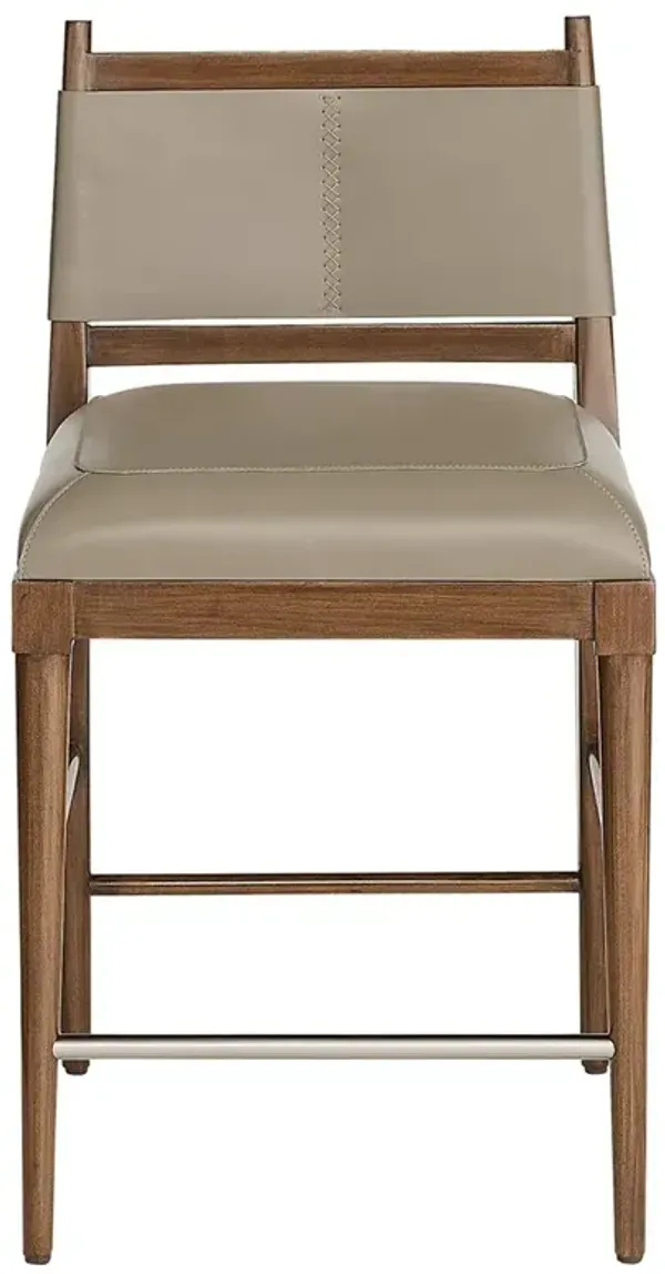 Keegan Modern Classic Morel Leather Walnut Counter Stool