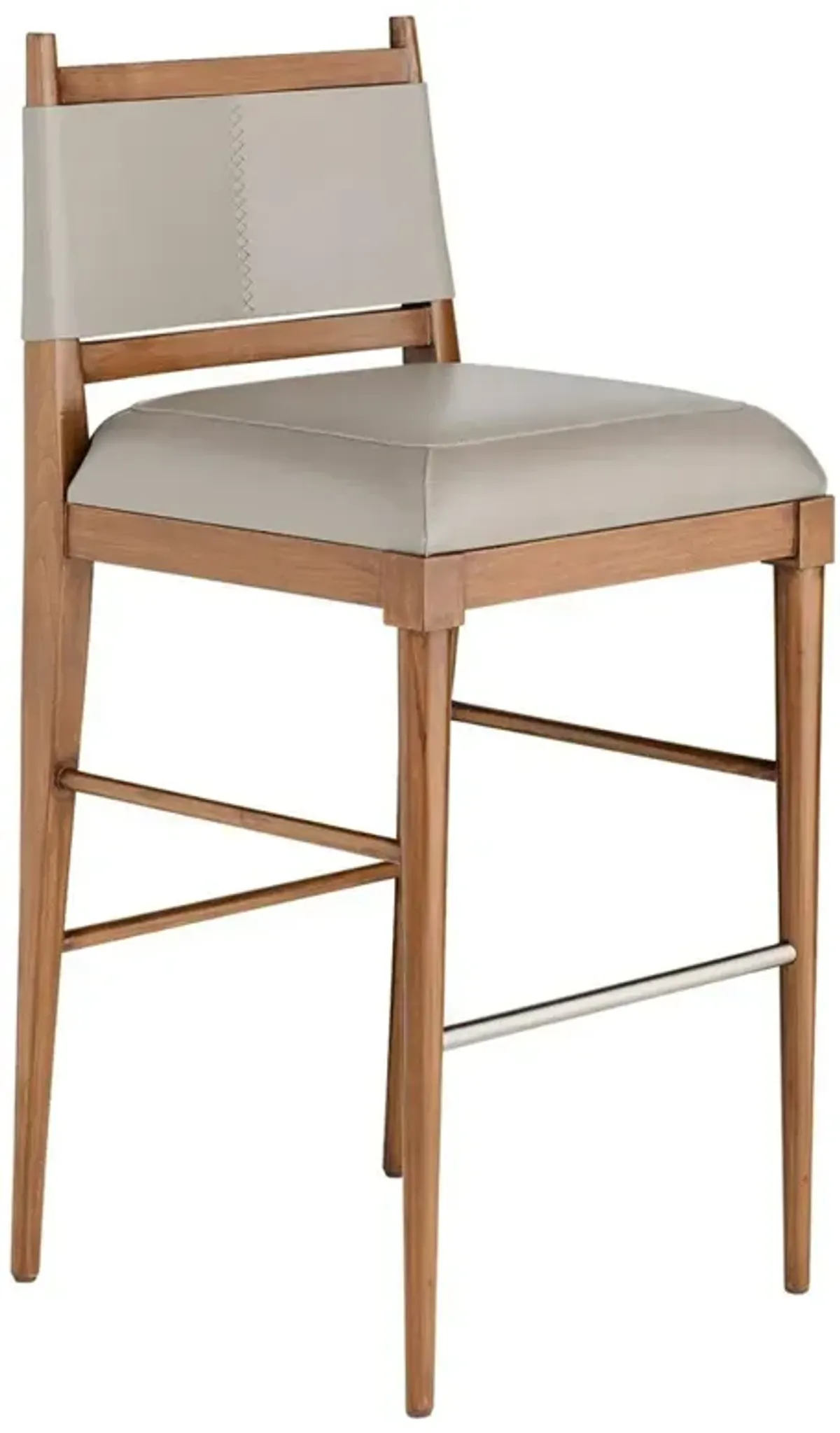 Keegan Modern Classic Brown Leather Walnut Bar Stool