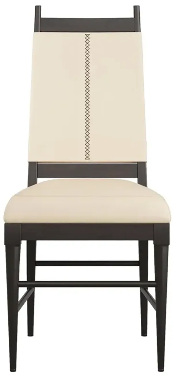 Keegan Modern Classic White Leather Black Wood Dining Chair