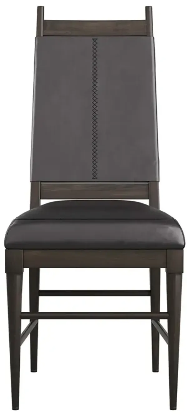 Keegan Modern Classic Black Leather Wood Dining Chair