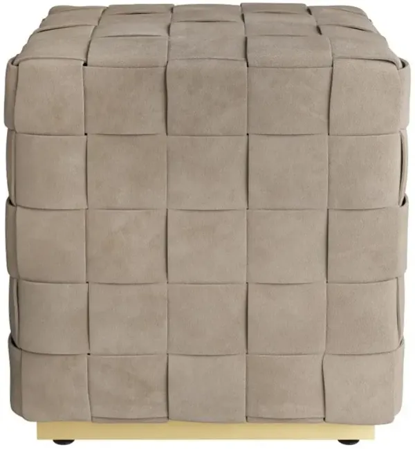 Lakewood Modern Classic Beige Woven Leather Ottoman