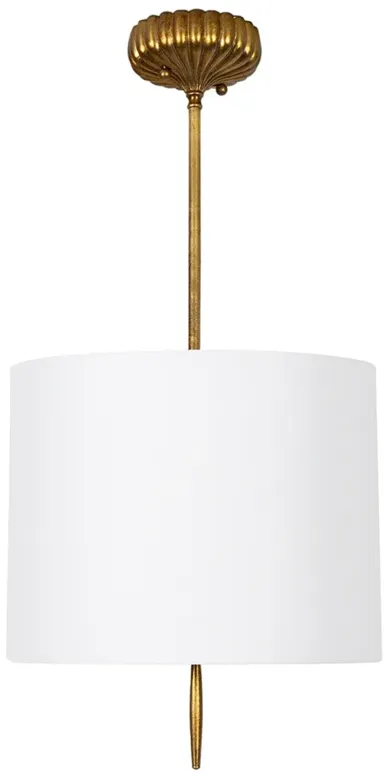 Clove Updated Traditional White Linen Drum Shade Pendant - Small