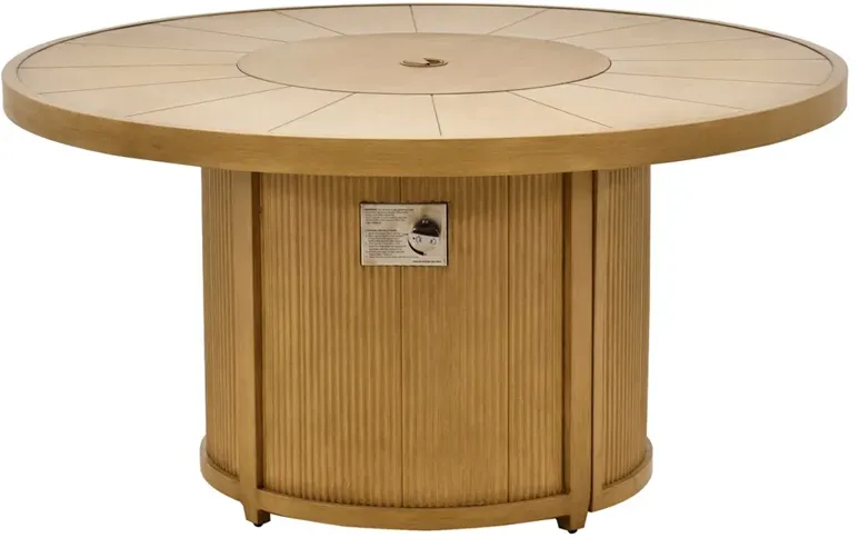 Perryn Modern Classic Brown Aluminum Round Outdoor Fire Table