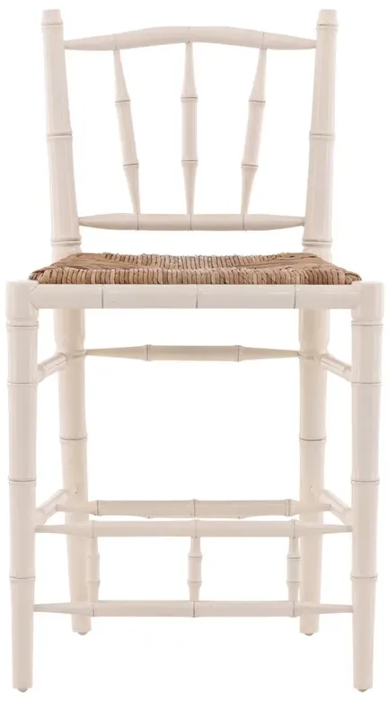 Marga Coastal Beach Cream Bamboo Woven Rush Counter Stool