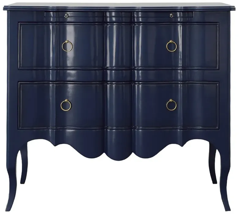 Delmar Updated Traditional Blue Mahogany Wood Bachelor Chest