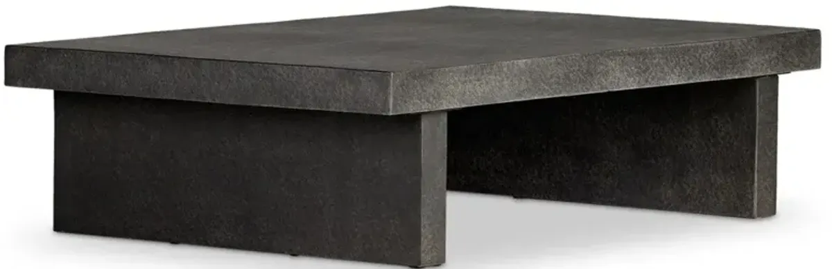 Huesca Modern Classic Grey Textured Concrete Rectangular Outdoor Coffee Table