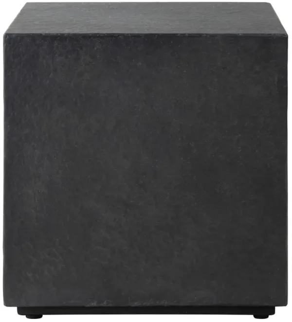 Huesca Modern Classic Grey Textured Concrete Rectangular Outdoor Block End Table