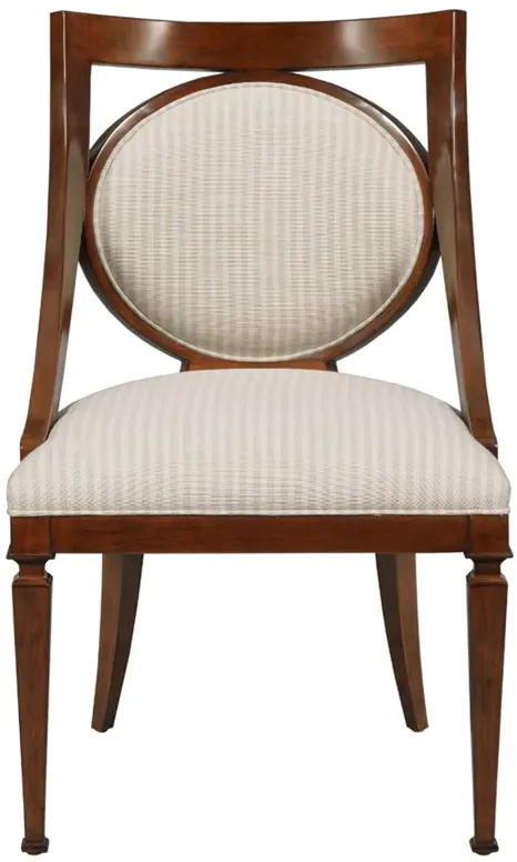 Stephen French Country Montserrat Brown Wood Cream Stripe Dining Chair