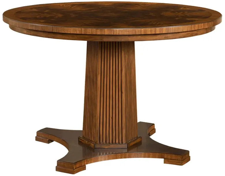 Willow French Country Brown Wood Sunburst Round Dining Table - 46"W