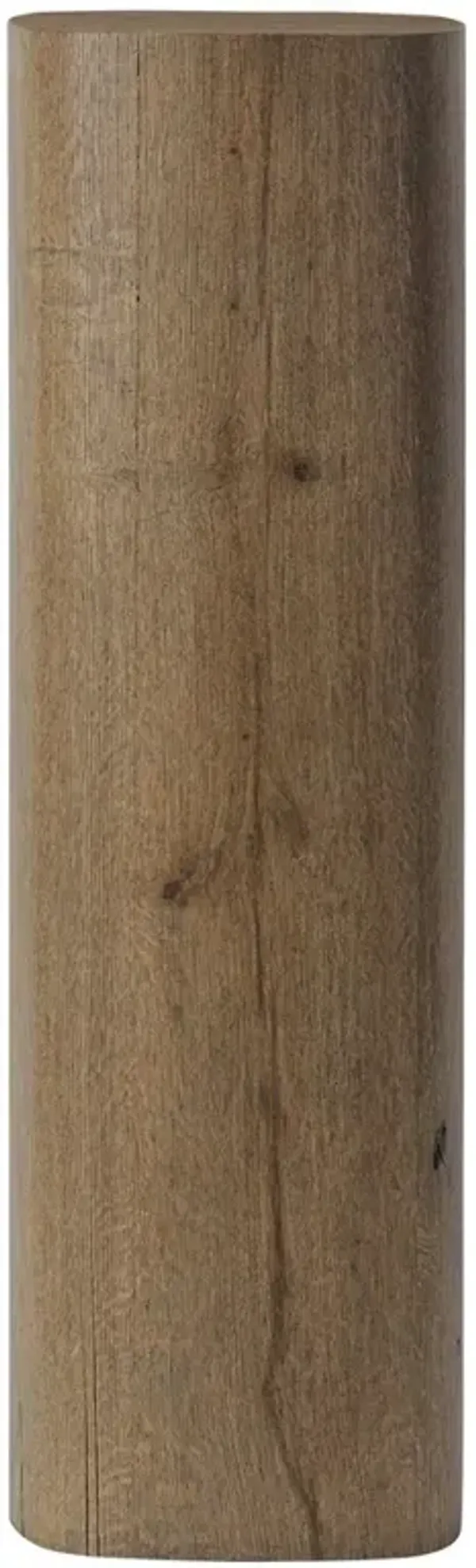 Tycho Coastal Beach Brown Oak Pedestal Accent Table - 40"