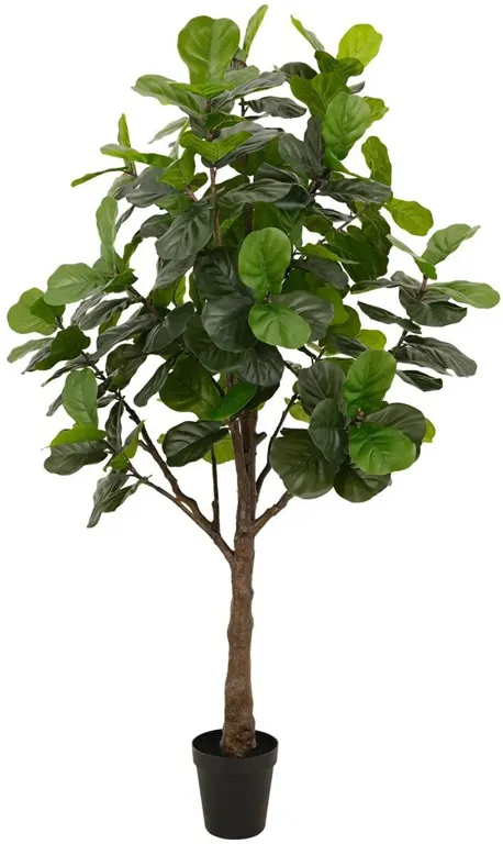 Elara Updated Traditional Green Faux Fiddle Leaf Potted Tree - 9'