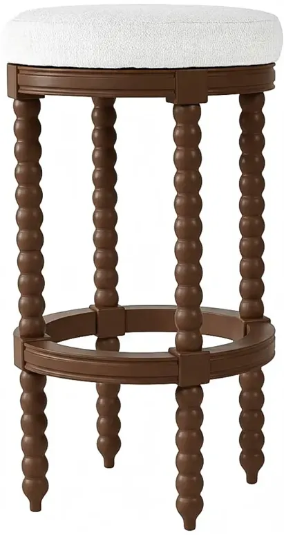 Lynda Updated Traditional White Performance Dark Brown Wood Swivel Bar Stool