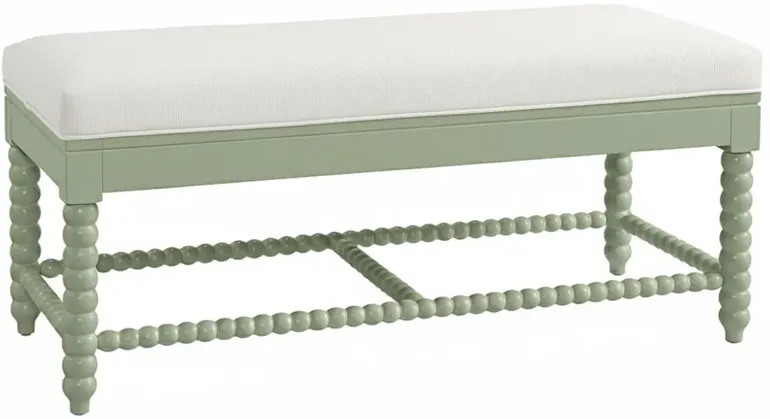 Lynda Updated Traditional White Performance Green Wood Bench