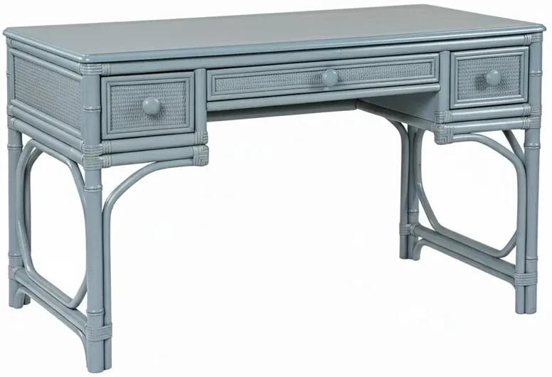 Elliana Coastal Beach Blue Rattan Desk