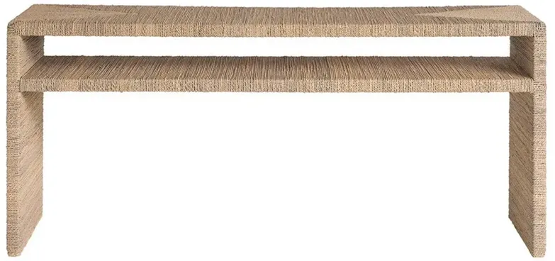 Riona Coastal Beach Natural Woven Abaca Rectangular Console Table