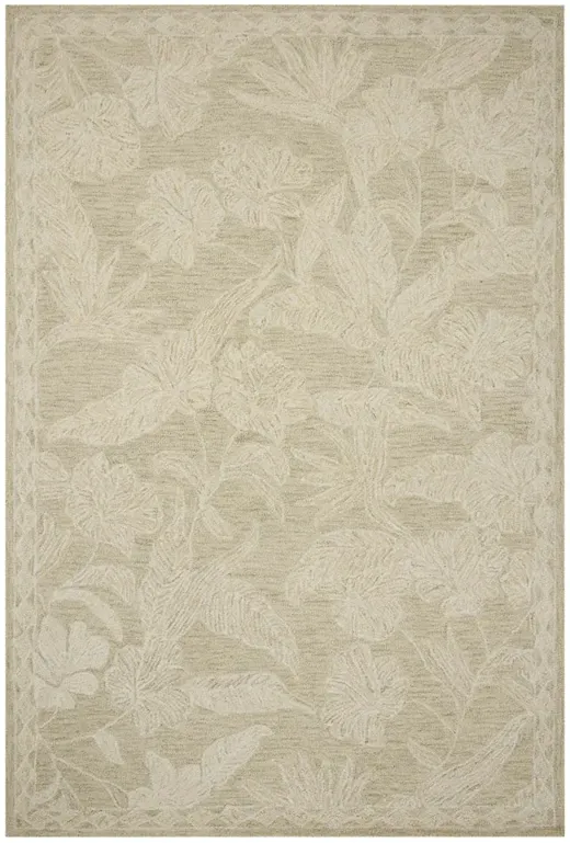 Kayleen French Country Sage Green Wool Floral Patterned Rug - 2'6"x7'6"