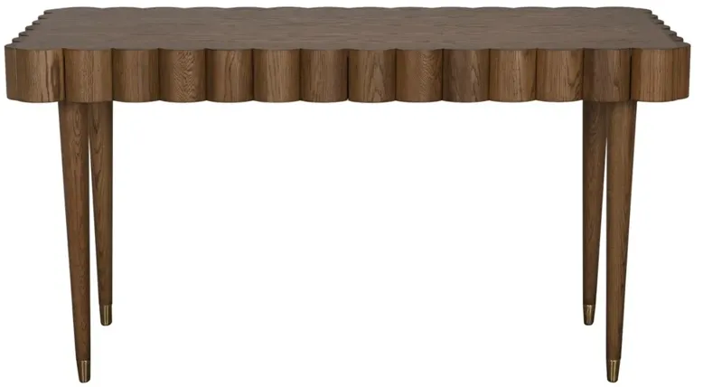 Lou Modern Classic Light Brown Oak Scalloped Desk