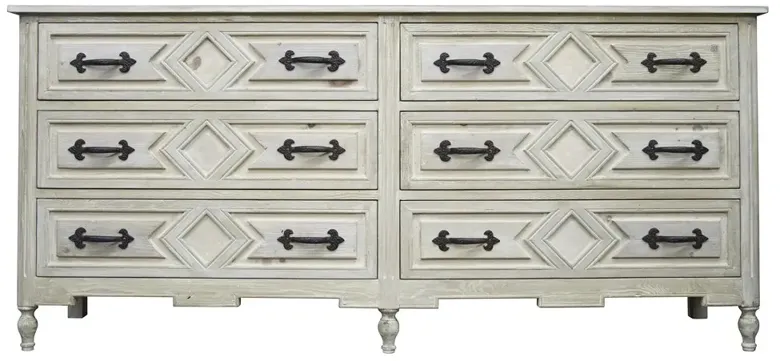 Ila French Country Grey Wash Reclaimed Wood Double Dresser