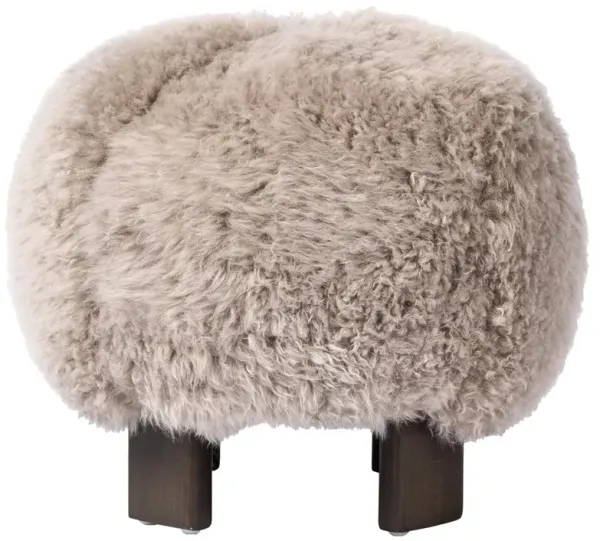 Alma Modern Classic Taupe Fur Round Ottoman
