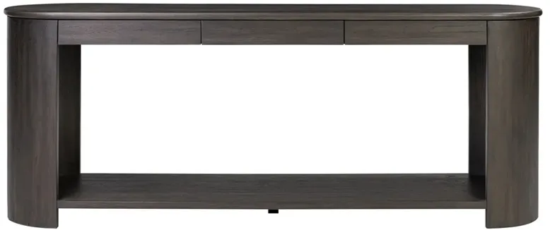 Riacan Modern Classic Smoked Black Oak Oval Console Table