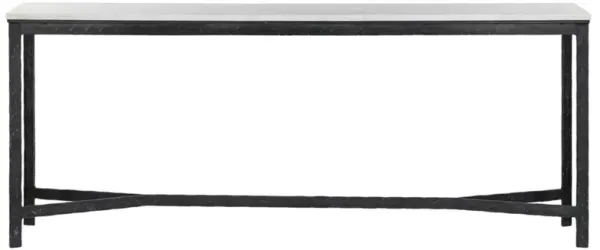 Hammered Modern Classic White Marble Black Iron Console Table