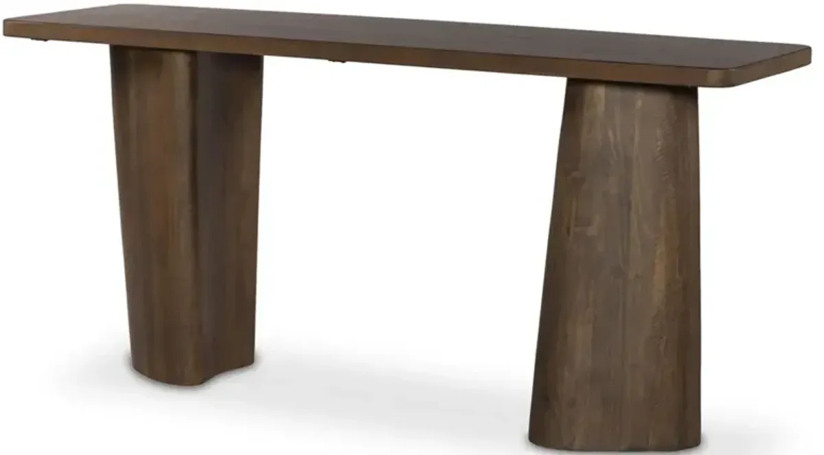 Myla Rustic Lodge Aged Brown Mango Wood Rectangular Console Table