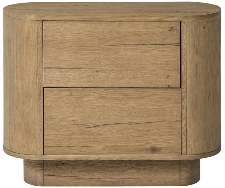 Paris Rustic Lodge Worn Oak Oval Nightstand
