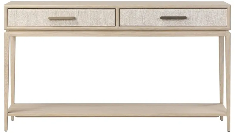 Rosal Modern Classic Natural Oak Woven Rush Rectangular Console Table - 60"