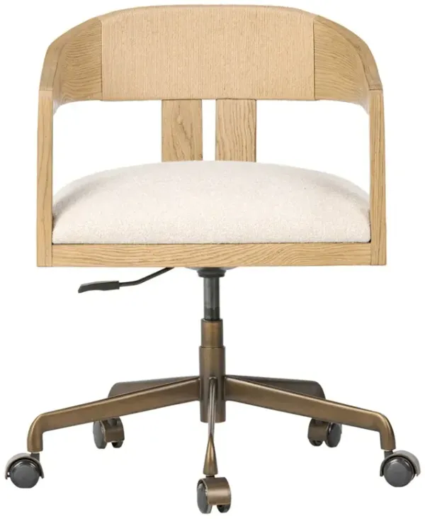 Sadie Coastal Beach Cream Boucle Natural Oak Desk Chair