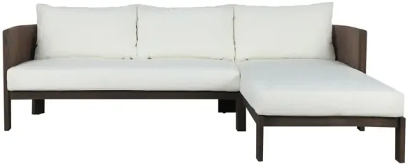 Delancy Modern  Dark Brown Teak Outdoor 2 Piece Sectional - Right Chaise - 98"