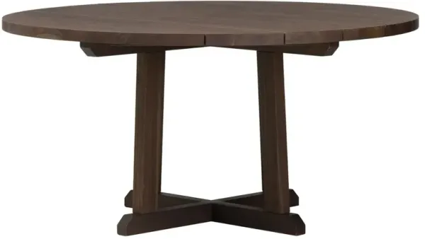 Indie Rustic Lodge Brown Teak Round Outdoor Dining Table - 60"