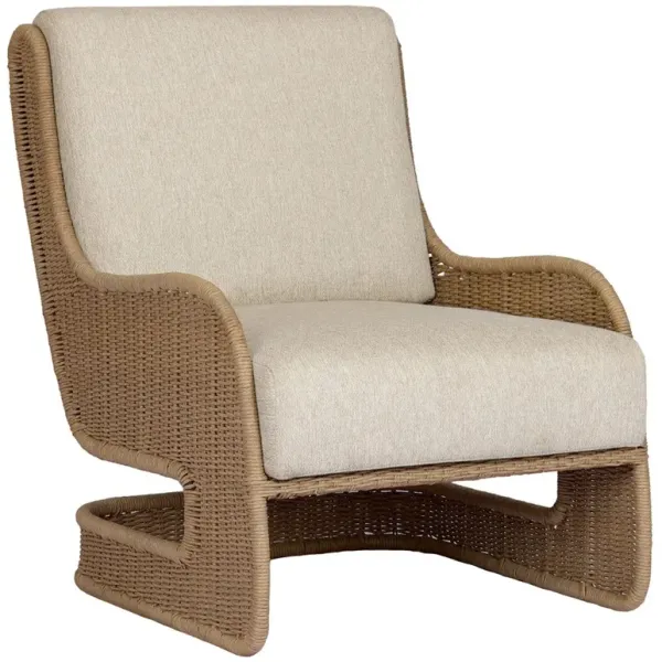 Katrine Coastal Beach Brown Woven Outdoor Lounge Arm Chair
