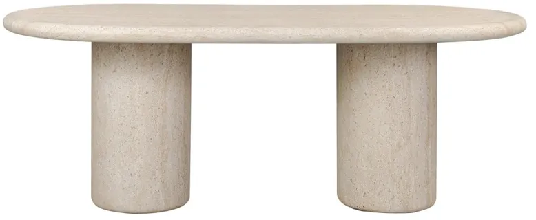Regine Modern Classic Beige Concrete Oval Outdoor Dining Table - 78"