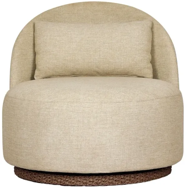 Quaid Coastal Beach Beige Outdoor Swivel Lounge Chair