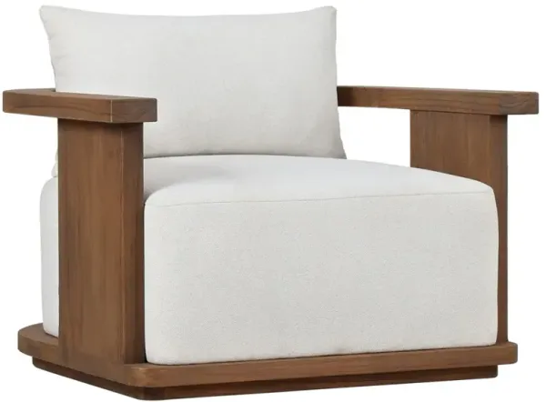 Alexia Coastal Beach Brown Teak Outdoor Swivel Lounge Chair