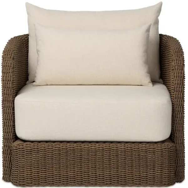 Corrigan Coastal Beach Dark Brown Woven Outdoor Swivel Chair