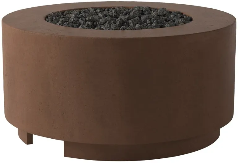 Delroi Industrial Dark Brown Concrete Gas Round Outdoor Fire Pit Table