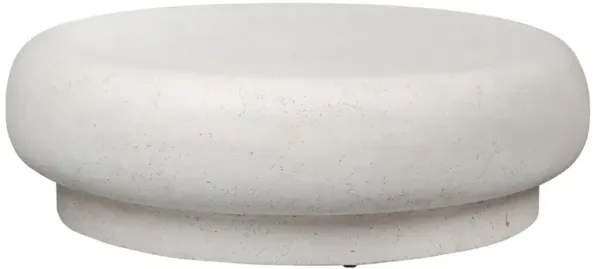 Imogene Modern Classic Aged White Concrete Round Outdoor Coffee Table