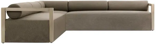 Laskin Modern Classic Brown Teak Corner Outdoor Sectional - 124"